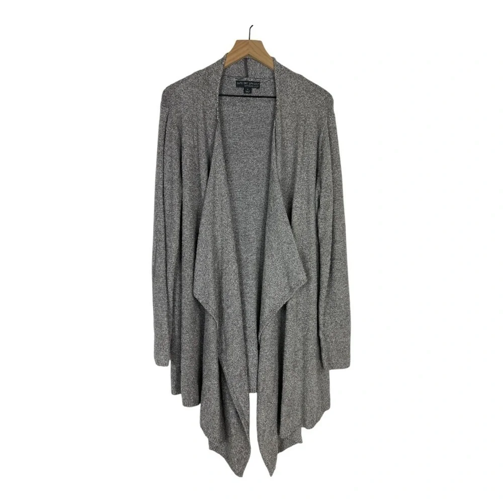 Barefoot Dreams Sz 1X Bamboo Chic Lite Asymmetrical Cardigan Wrap Brown/Taupe